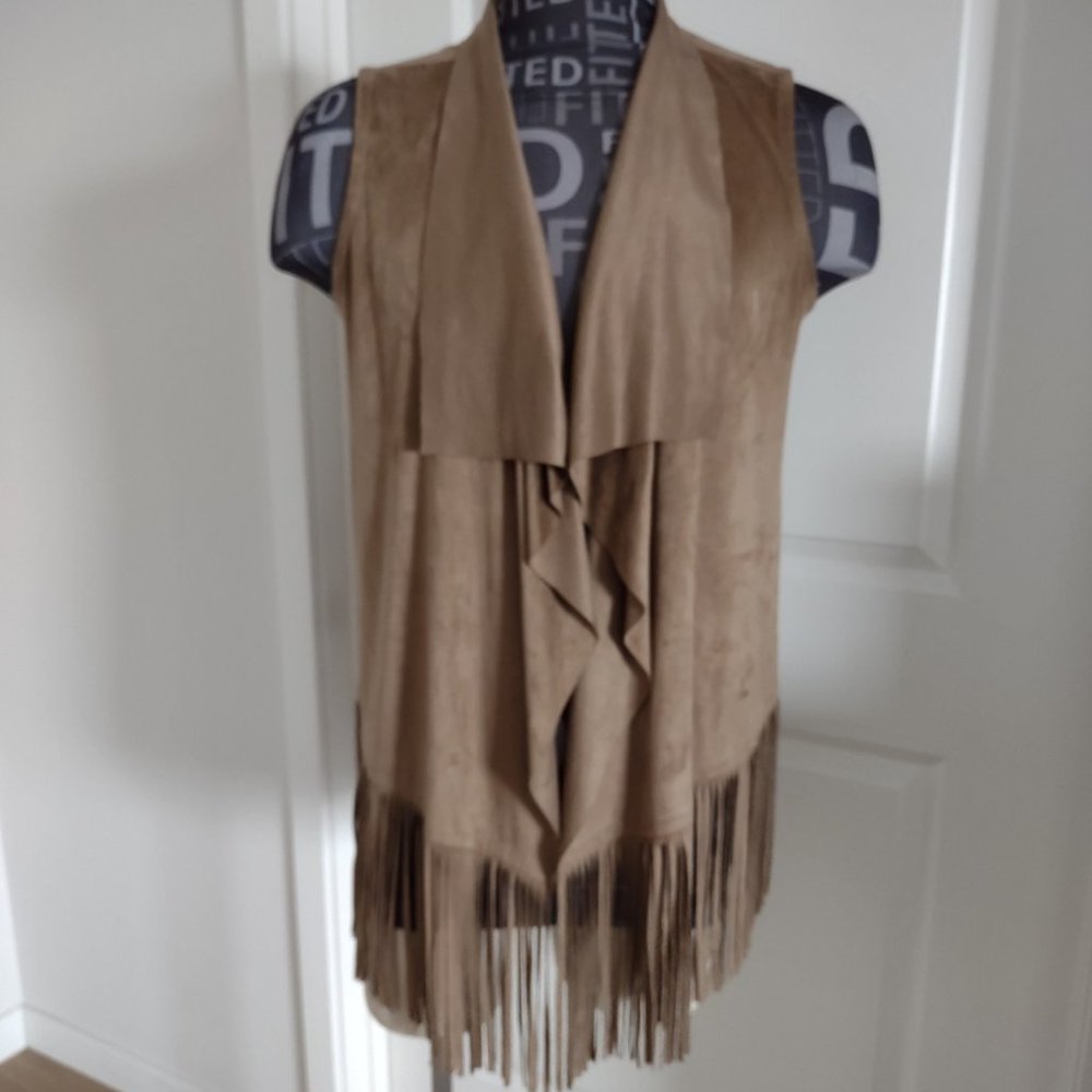 Faux Suede Tan Cowgirl Western Wrap Vest